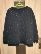 85 Czarna prosta bluza w pomarańczowe kropki rozmiar 44