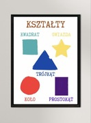 Plakat montessori edukacyjny kształty w ramie a3 (29,7x42) wzory