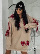 ZOCCO Ciepła, długa bluza "serca" z dużym kapturem