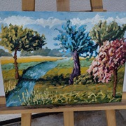 4 drzewa obraz olej na płótnie 40x30cm