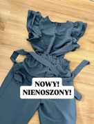 Kombinezon komplet dwuczęściowy set spodnie wysoki stan + bluzka M 38