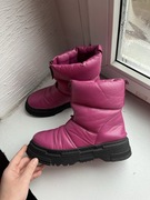 Molly Bessa botki zimowe skórzane różowe fuksja ocieplane na platformie