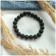 Bransoletka męska czarna, lawa wulkaniczna