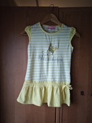 Koszulka t-shirt dziewczęcy biało-żółty z motylkiem rozmiar 146