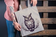 Torba bawełniana z autorskim nadrukiem. Sowa.