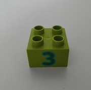 LEGO Duplo klocek cyfra 3 2x2 jasnozielony 