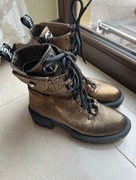 Złote buty Baldinini botki kozaki za kostkę na platformie