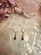 Kolczyki handmade stal nierdzewna z naturalnych kamieni hematyt granat