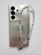 Biżuteryjna smycz do telefonu Fluoryt i Jedeit,  Mattè Prism
