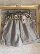 Spodenki krótkie szorty eko skóra beżowe/fango pasek panterka