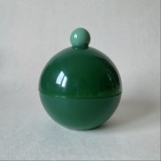 Retro vintage PRL zielona szmaragdowa szkatułka kula na waciki