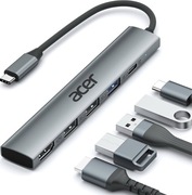 Acer Hub USB C z HDMI 4K, aluminiowy adapter wieloportowy USB-C 5 w 1