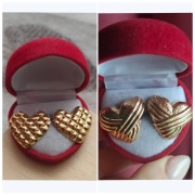 2 pary kolczyki serca serduszka kolor złoty wkręty sztyfty stal okazja