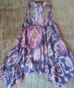 AllSaints jedwabny top na lato bluzka tunika jedwab silk róż szary S 36 M