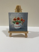 Obrazek olejny na sztalugach- kwiaty