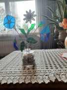 Ręcznie robiony witrażowy bukiet kwiatów 