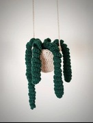 Roślinka wisząca dziergana na szydełku 