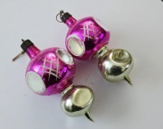 Bombki szklane 2 x wisior retro ozdoby choinkowe prl vintage kształtki