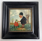 Przedwojenny obraz olejny KRASNAL I ŻABA M. Schmelke 1928 GLATZ Kłodzko