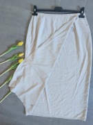 Prosta, klasyczna, elegancka spódnica, na zakładkę, biała, ecruee