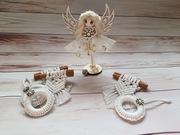 Zestaw świąteczny makrama . Aniołek + 6 bombek, Idealne na prezent