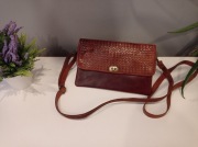 Piękna torebka kopertówka ze skóry naturalnej z plecionką. Hand made!!