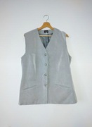 Szara damska kamizelka garniturowa długa na guziki Rigany vintage 42 XL