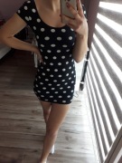 Krótka czarna sukienka w grochy pull&bear rozm S 