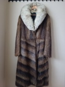 Płaszcz vintage z nutrii z kołnierzem z lisa - klasyczny, długi