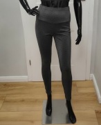 Srebrne legginsy ciążowe H&M M metaliczne efektowne H&M Mama 