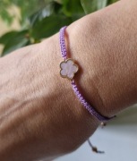 Bransoletka szczęścia Koniczynka Lawendowa Regulowana Makrama Handmade