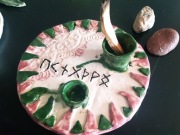 Świecznik talerz glina rękodzieło kadzidło świeca