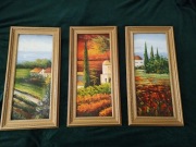 Obrazy olejne tryptyk ręcznie malowany w ramach.