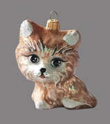 Bombka choinkowa szklana burego kotka 10cm