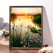 5D DIY Haft diamentowy Jezioro, zachód słońca 30x40