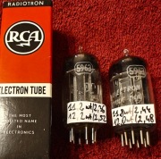 2x 5963 Ecc82 12au7 RCA USA D-Foil Getter CZARNY MAT Gain 111% 1956r