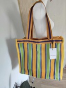 Torba shopperka Alex Max zielono-żółta z niebieskim Nowa z metką, A4