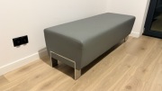 Pufa, siedzisko, lawka skórzana szara 130x50x42