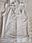 Biała koszulka konna polo bez rękawów 