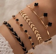 Zestaw bransoletek boho punk rock 4 sztuki 22,5 cm 