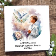 Zaproszenie na Pierwszą Komunię Świętą - zaproszenia - komunia - z kopertą