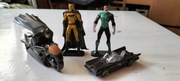 Zestaw superbohaterów DC – Batman, Green Lantern, Batmobil i motocykl