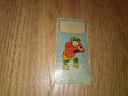 Karta naklejka z lat 90 małpa w ubraniu w czapce PRL Vintage