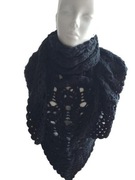 Czarna chusta Rękodzieło Gothic czaszki szal  szalik wełna 