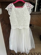 Urocza biała sukienka na Komunie wizytowa tiulowa Smyk raz ubrana 128