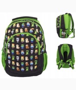 Plecak szkolny wielokomorowy Minecraft Astra czarny, Odcienie zieleni 20 l