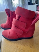 Sneakersy na koturnie czerwone, r. 37 - 38