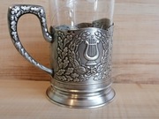 PODSTAKANNIK KOSZYCZEK UCHWYT SZKLANKA SREBRO PR.875 MOSKWA ROSJA