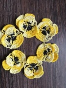 Żółte bratki na szydełku kordonek zestaw 