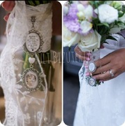 Medalion zawieszka do bukietu ślubnego ze zdjęciem tekstem marynarki ślub